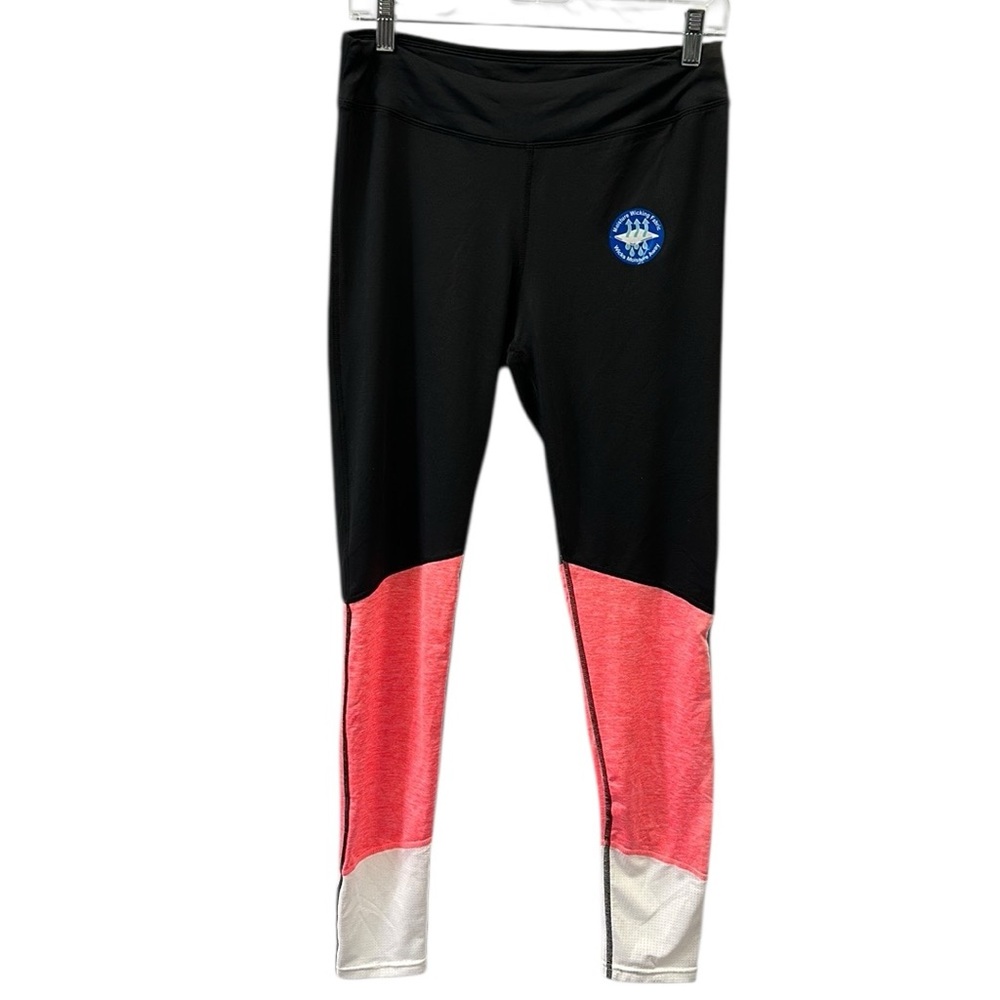 Zone Pro Black Coral White Colorblock Full Length Athletic Leggings Womens M